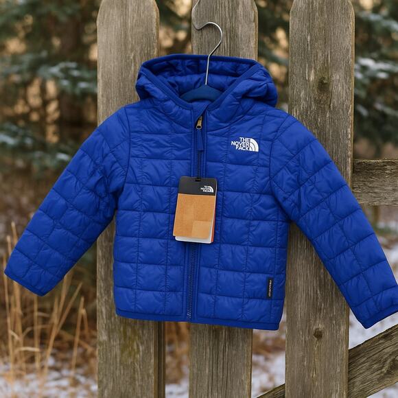 The North Face NWT Todd ThermoBall Eco Bolt Blue Hooded Puffer Jacket Kids Sz 2T - Picture 1 of 7